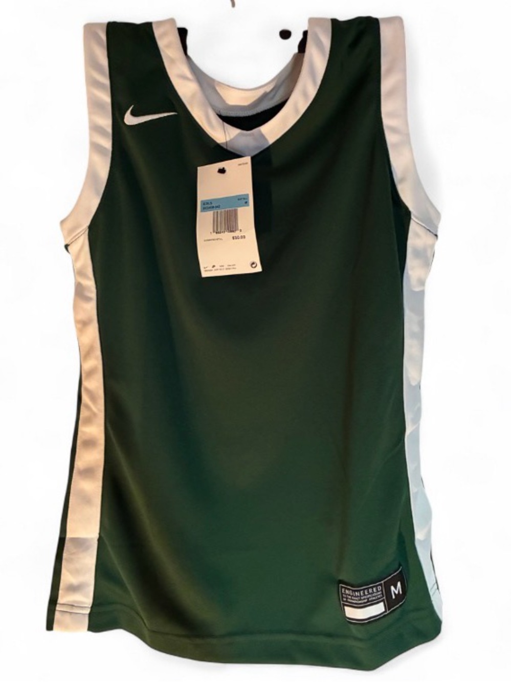 Nike Green & White Sleeveless Kids Basketball Jersey